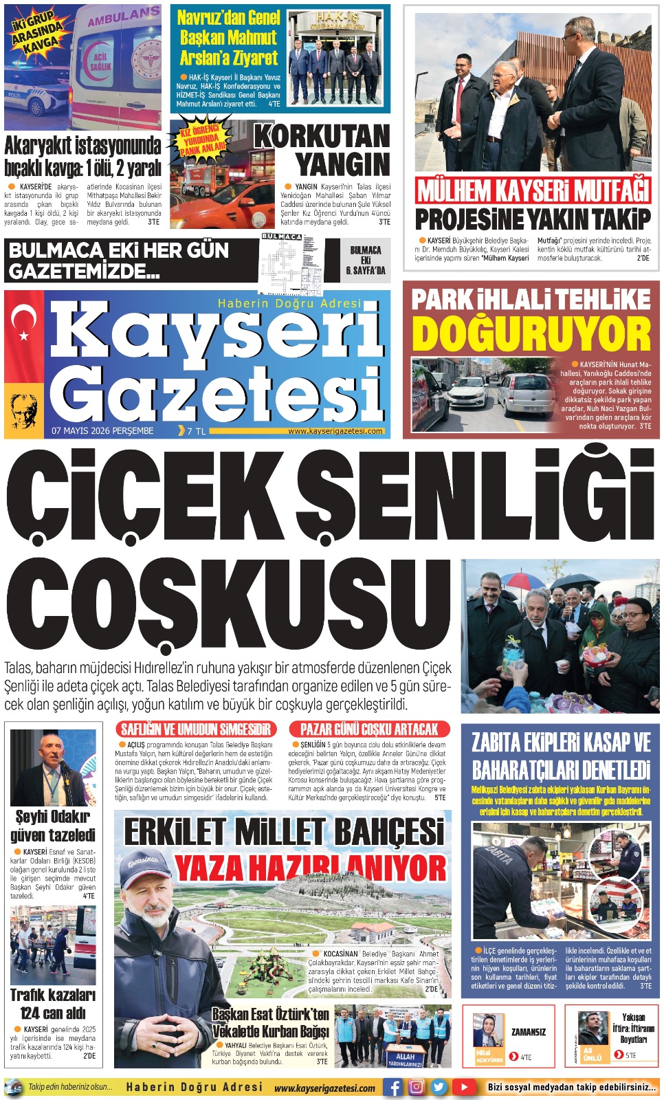 KAYSERİ GAZETESİ 07 MAYIS 2026 SAYFALARI