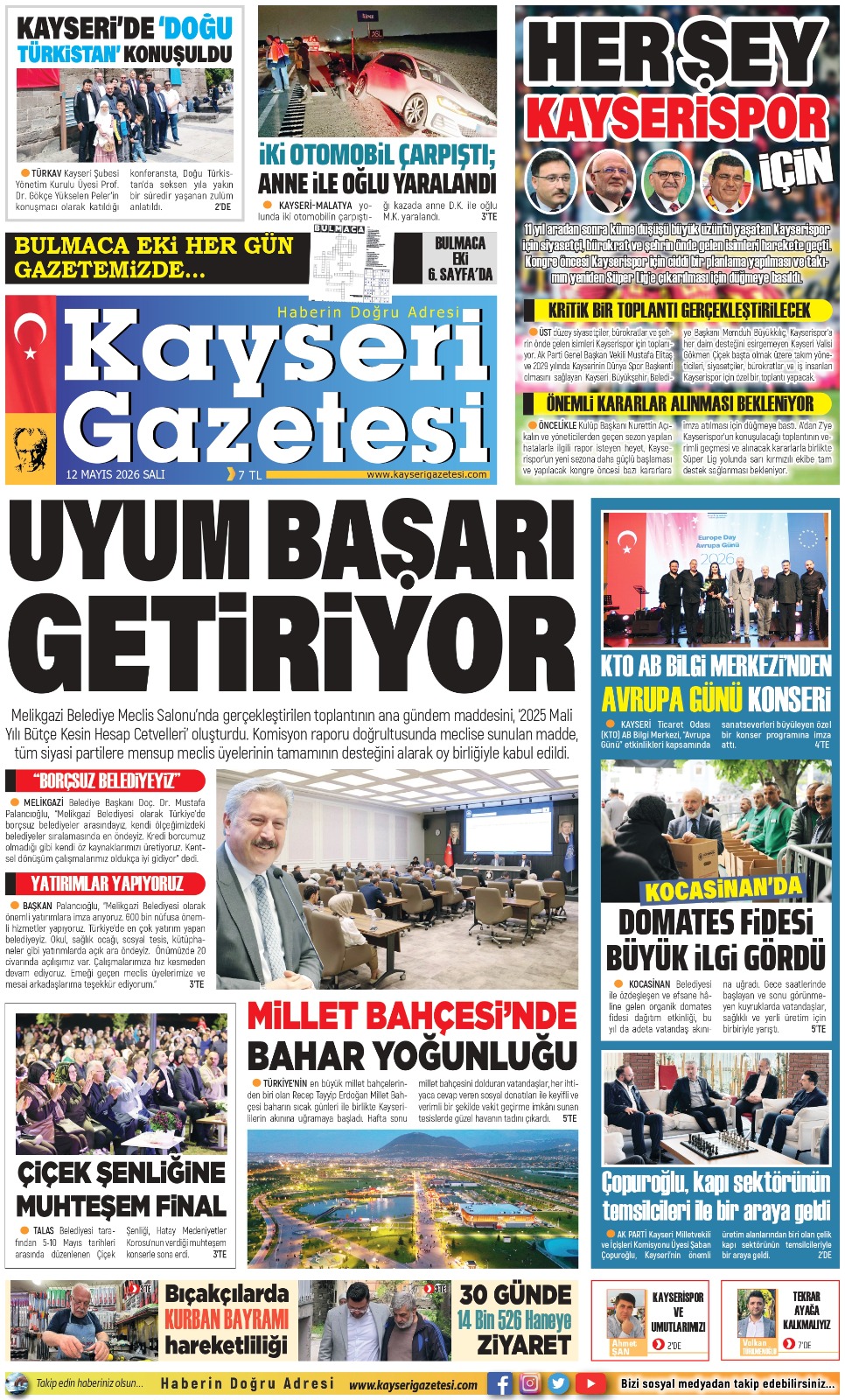 KAYSERİ GAZETESİ 12 MAYIS 2026 SAYFALARI