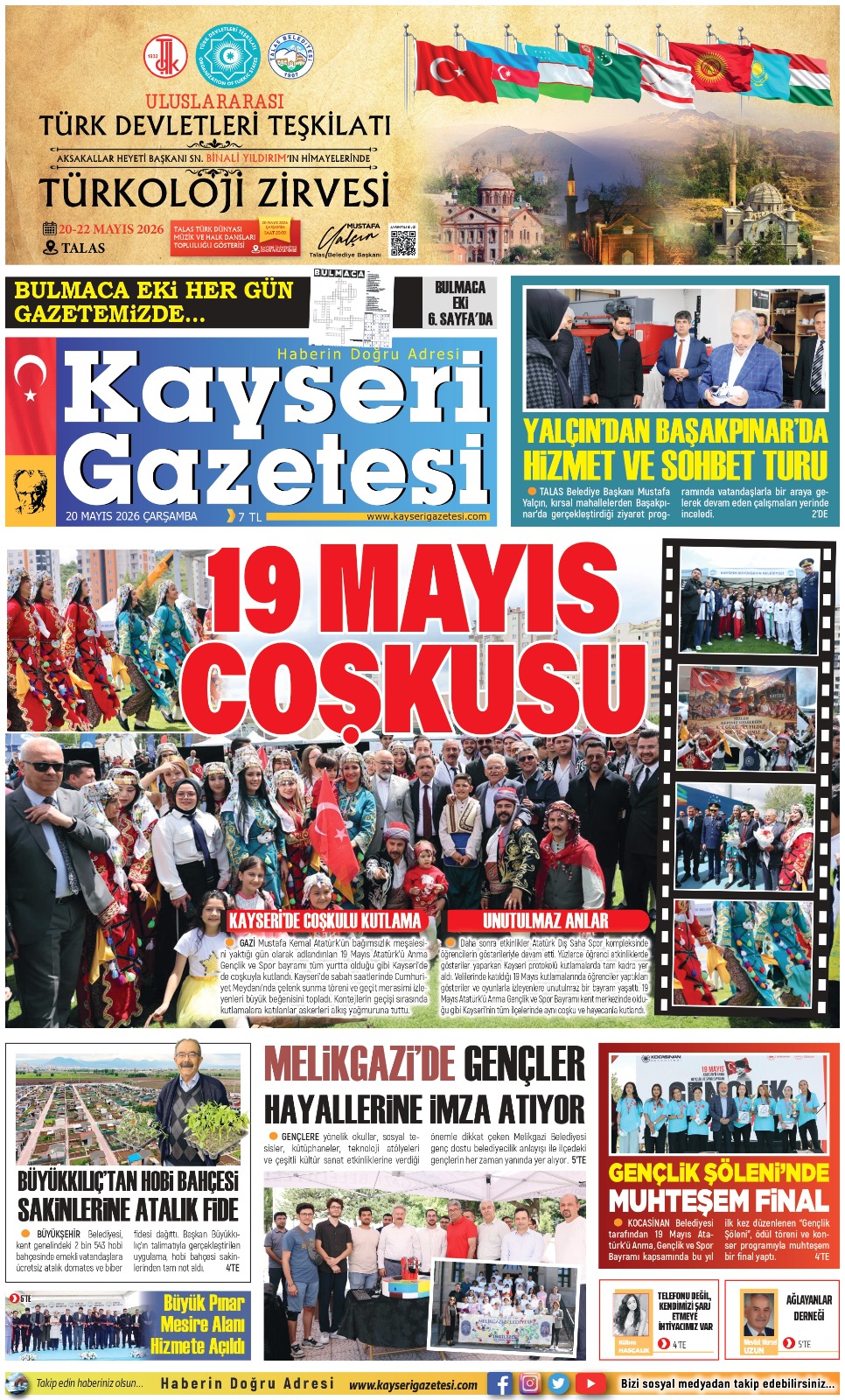 KAYSERİ GAZETESİ 20 MAYIS 2026 SAYFALARI