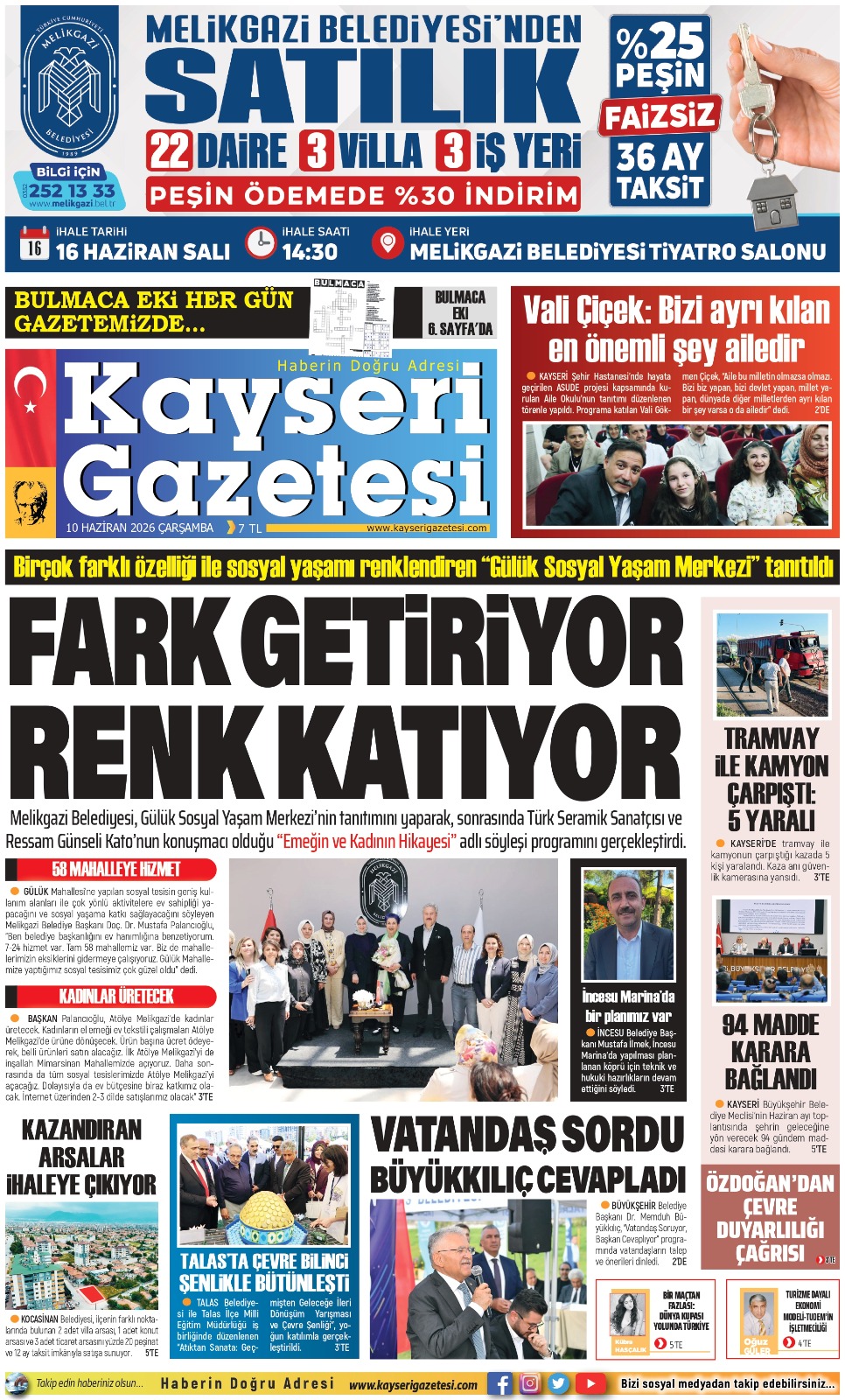 KAYSERİ GAZETESİ 10 HAZİRAN 2026 SAYFALARI