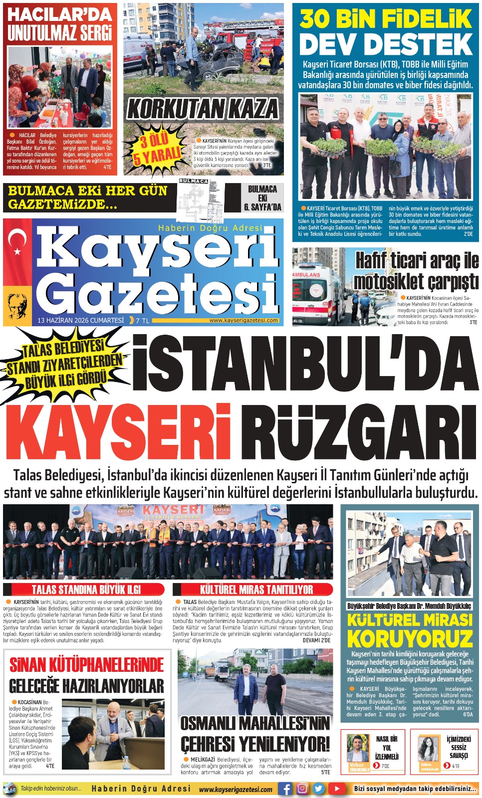 KAYSERİ GAZETESİ 12 HAZİRAN 2026 SAYFALARI