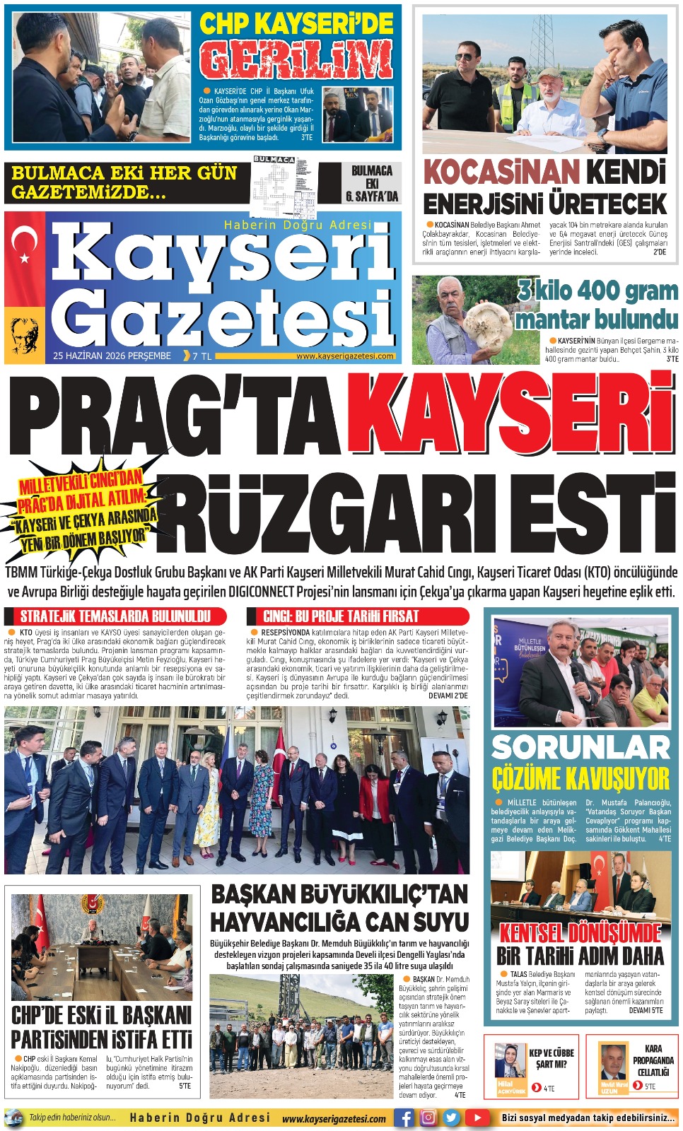 KAYSERİ GAZETESİ 25 HAZİRAN 2026 SAYFALARI
