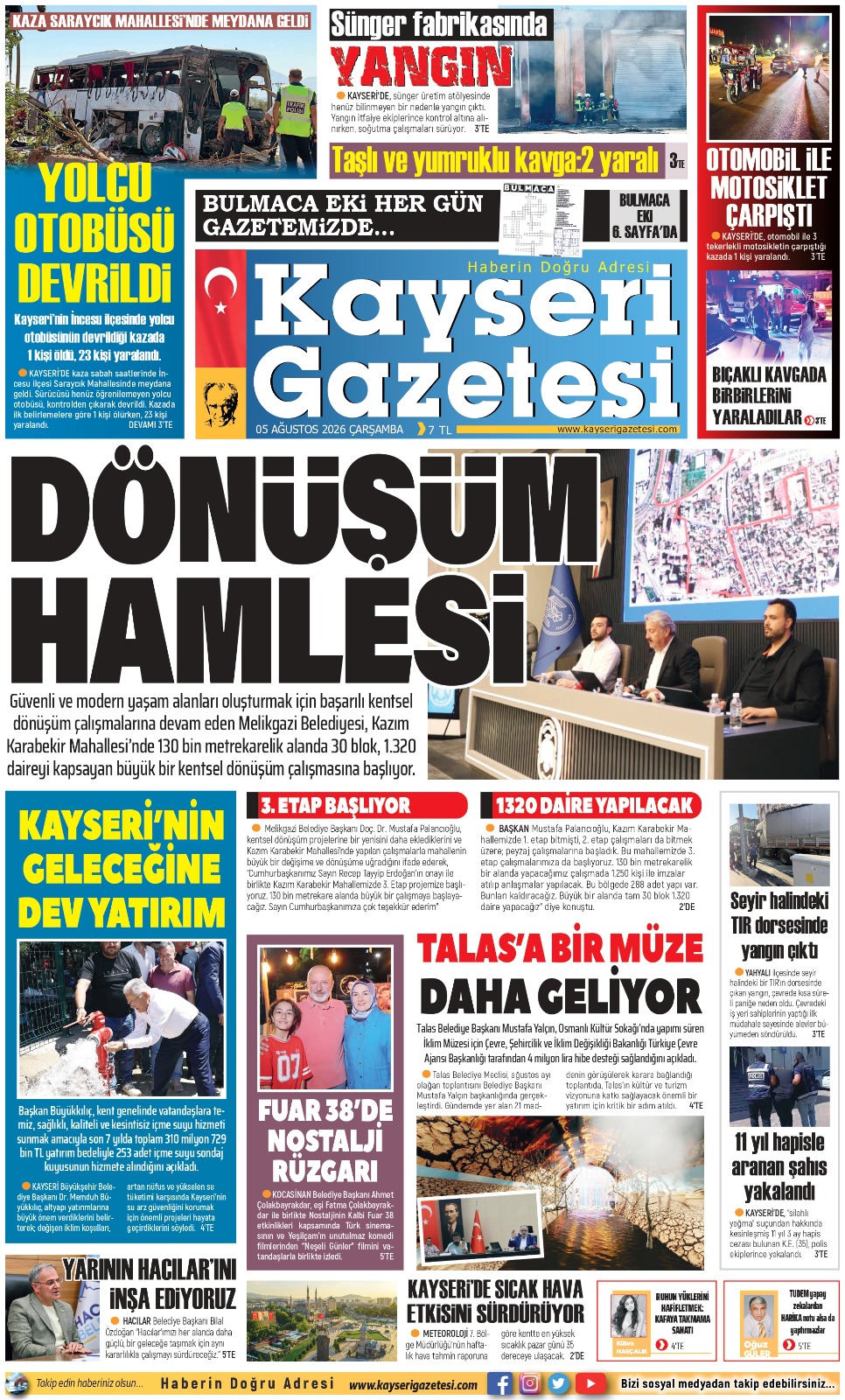 KAYSERİ GAZETESİ 05 AĞUSTOS 2026 SAYFALARI