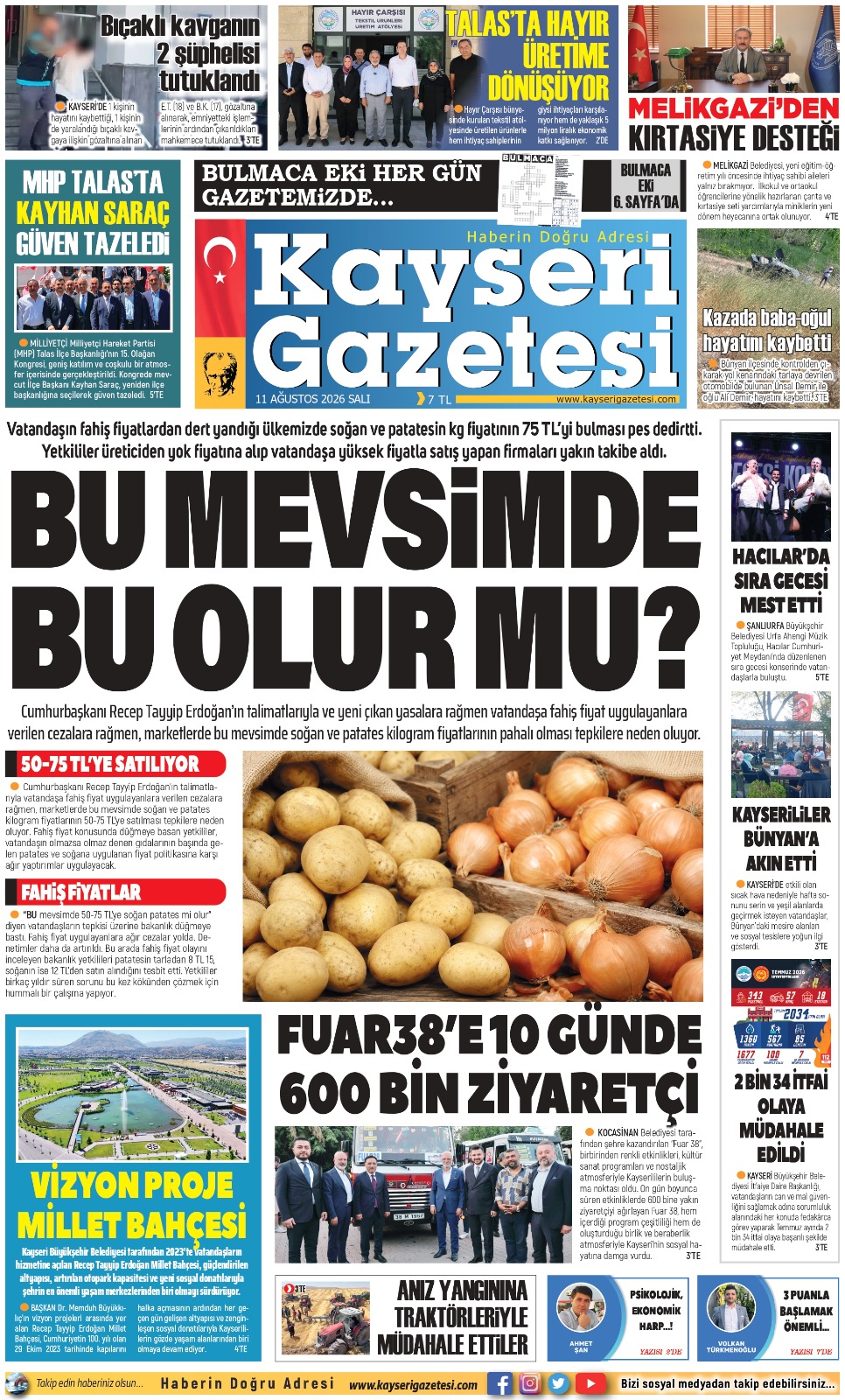 KAYSERİ GAZETESİ 11 AĞUSTOS 2026 SAYFALARI
