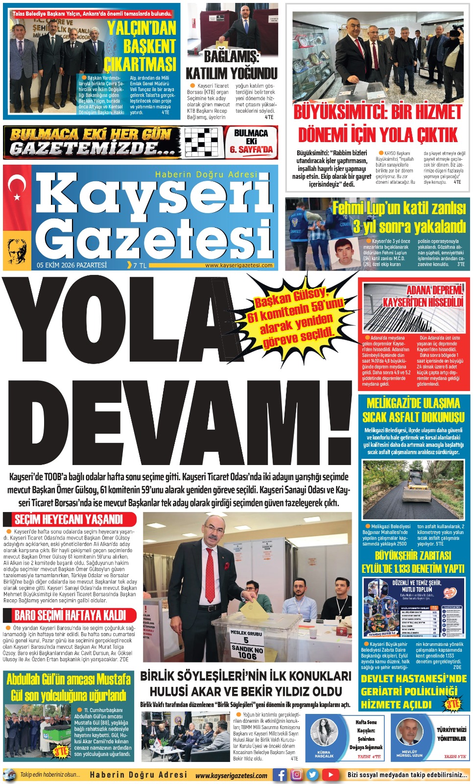 KAYSERİ GAZETESİ 05 EKİM 2026 SAYFALARI