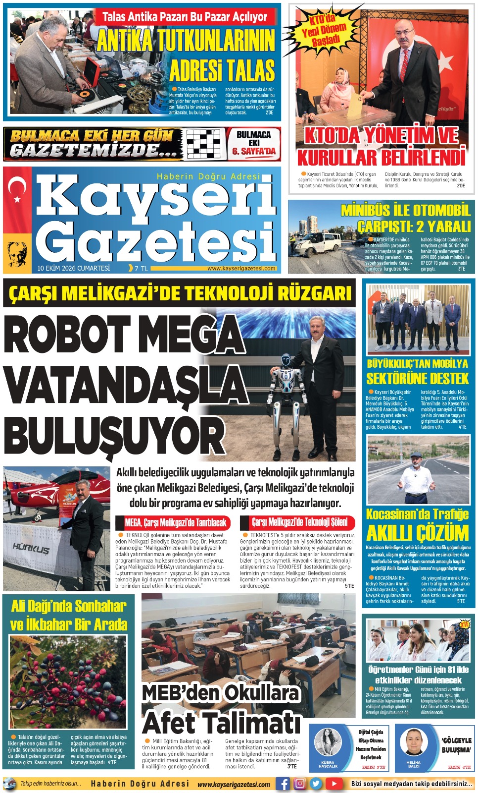 KAYSERİ GAZETESİ 10 EKİM 2026 SAYFALARI