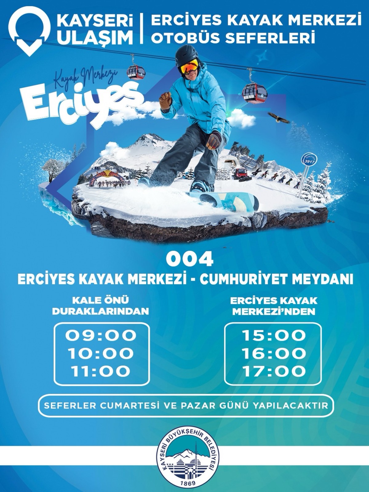 Büyükşehir’den Erciyes’e Hafta Sonu Ulaşım Kolaylığı