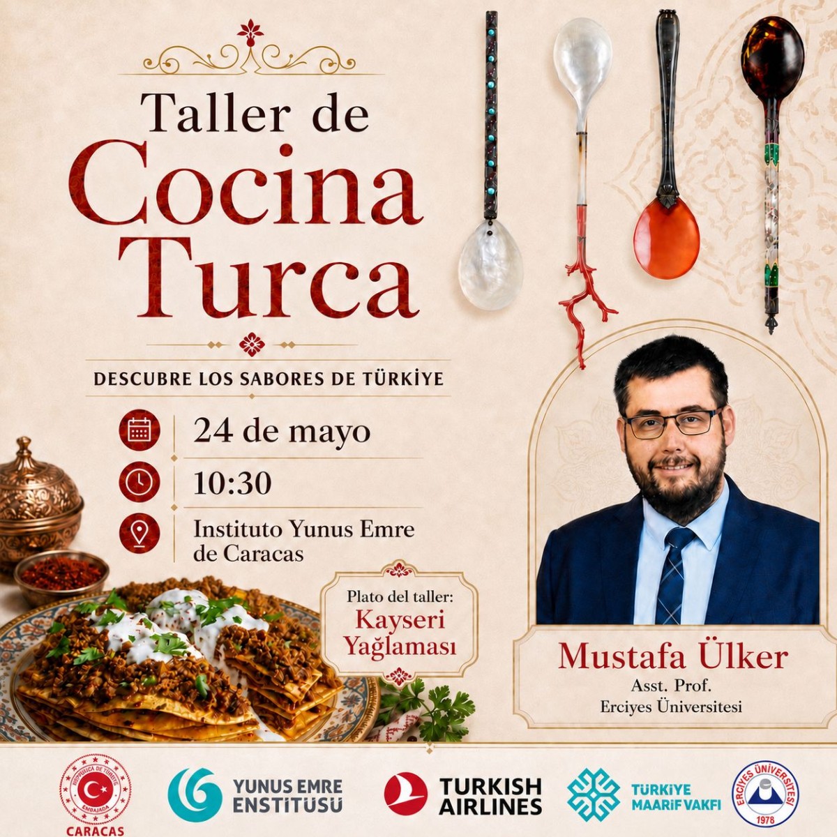 ERÜ Dr. Öğr. Üyesi Mustafa Ülker Venezuela'da Kayseri Mutfağını Tanıtacak
