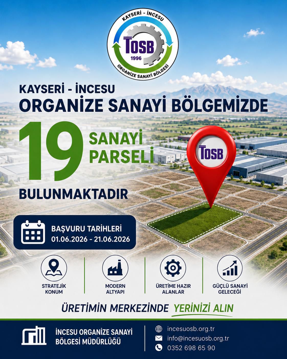 İncesu OSB Alanında Arsa Tahsis Başvuruları Başladı