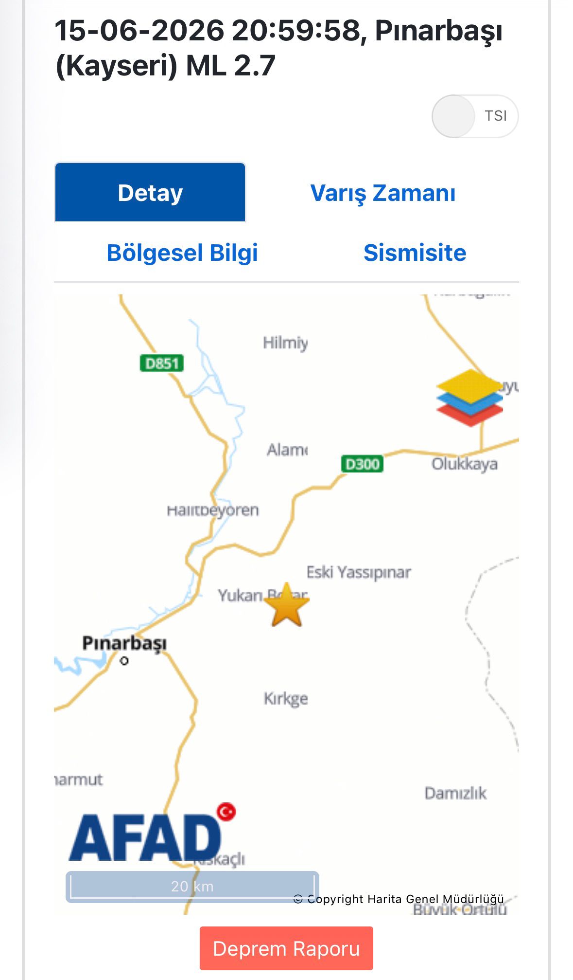 Pınarbaşı İlçesinde 1 Dakika Arayla 2 Deprem