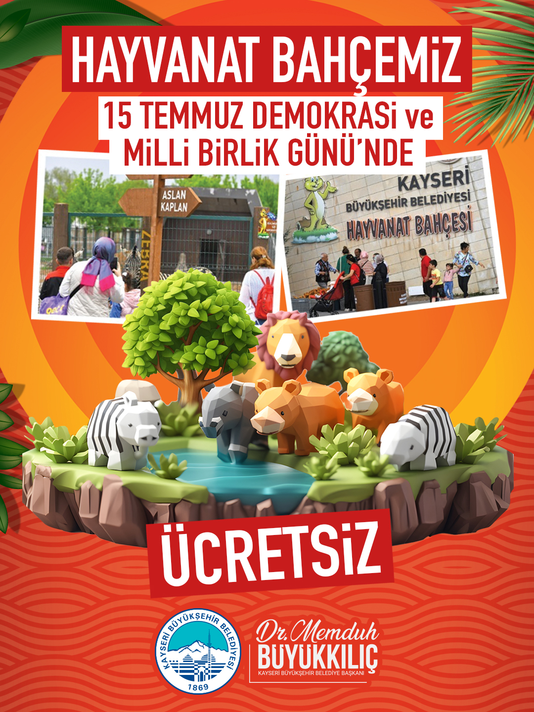 15 Temmuz'da Kayseri Hayvanat Bahçesi Ücretsiz!