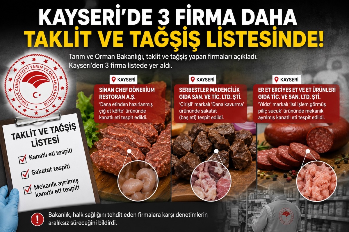 Tarım Bakanlığı Açıkladı: Kayseri’de 3 Firma Daha Taklit ve Tağşiş Listesinde!
