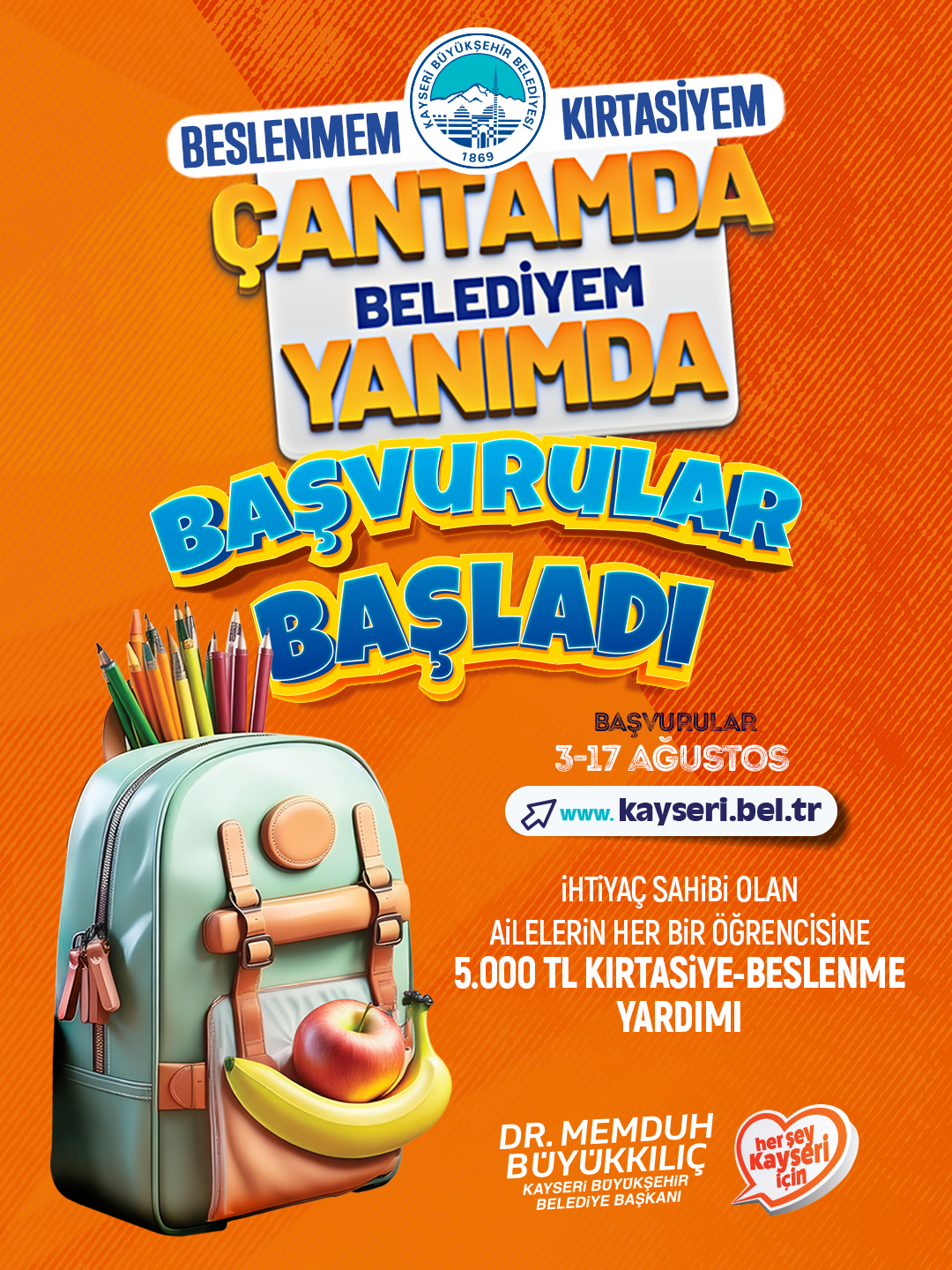Büyükşehir’in 5 Bin TL'lik Eğitim Desteği Başvuruları Başladı