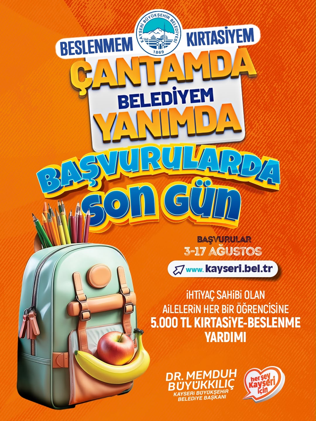 Büyükşehir’in 5 Bin TL’lik Öğrenci Desteğinde Son Gün!