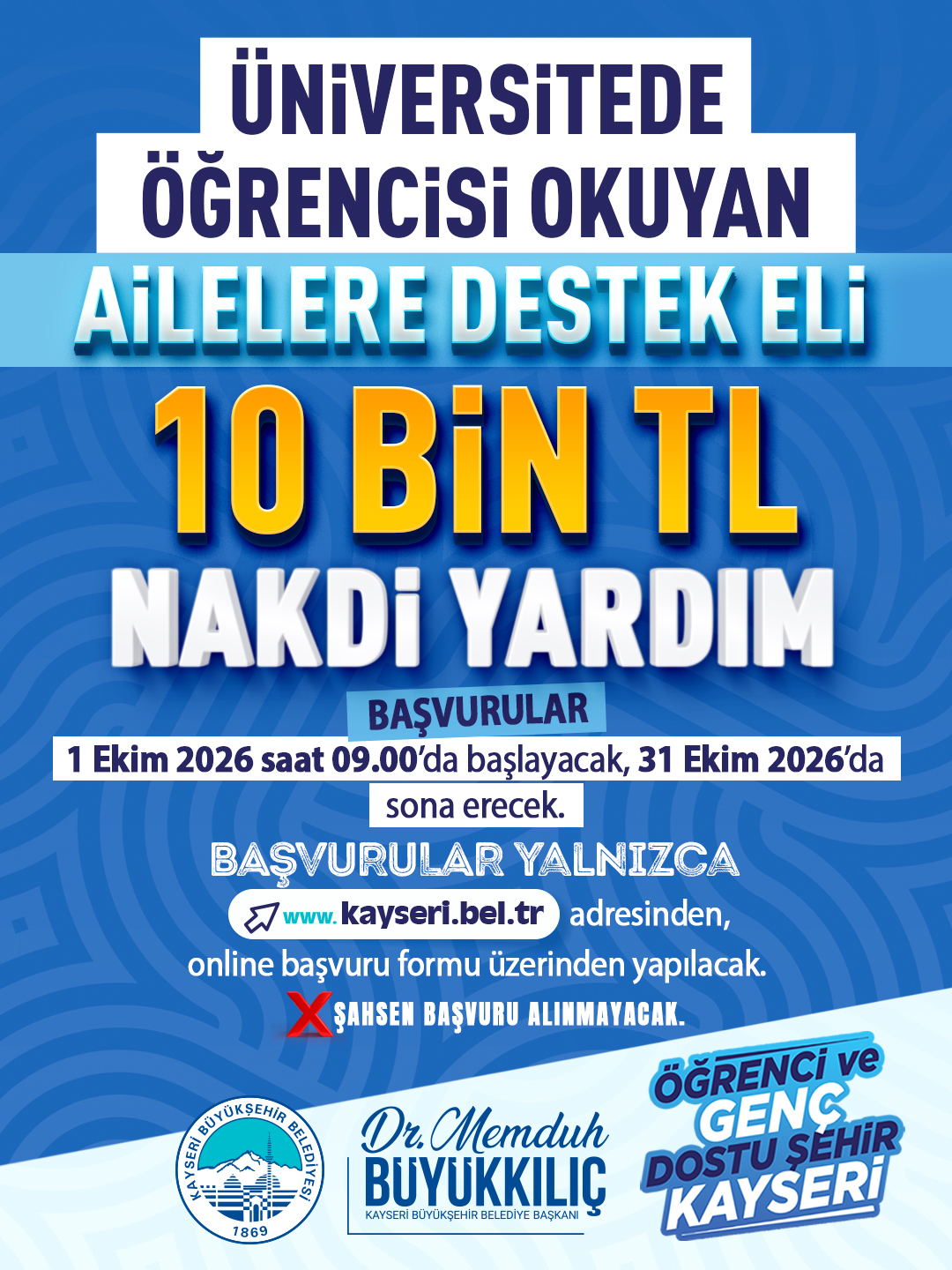 Büyükşehir’den Üniversiteli Ailelere 10 Bin TL Destek